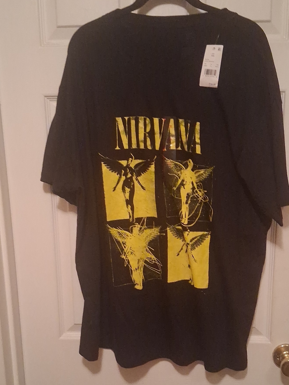 NIRVANA Black T‑Shirt with Yellow Angel Graphics XXl
